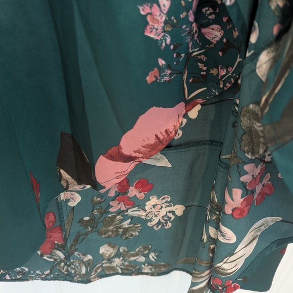 Lulu's Dark Green Floral A-Line Skirt - Picture 6 of 7